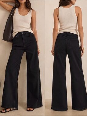 ÉTICA Romi French Wide Leg Jeans Onyx Black NWT Size 31 $248